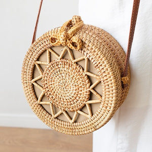 2019 Straw Bag Bohemian Knitting Travel Circular